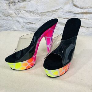 Ellie 6" Rainbow Peep Toe Ankle Strap Heels Adult Women Shoes 609 Giraffe